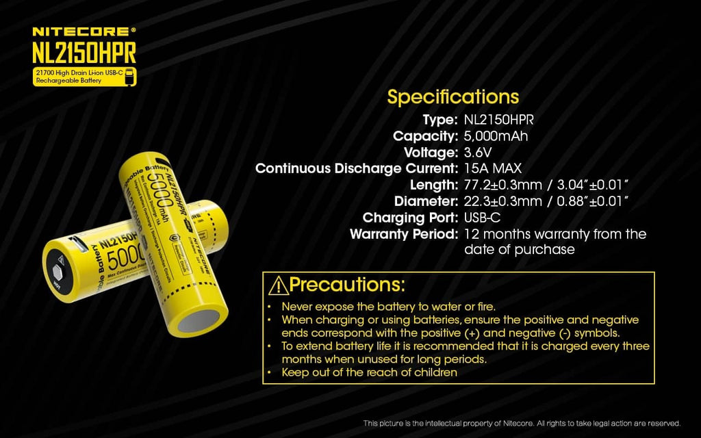 Επαναφορτιζόμενη Μπαταρία Nitecore NL2150HPR 5000mAh 3,6V | www.lightgear.gr