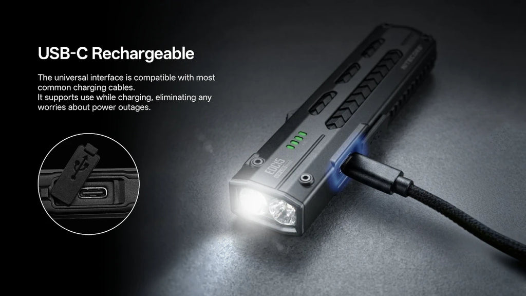Φακός Nitecore EDC15 1200lm Λευκό + UV 365nm USB-C