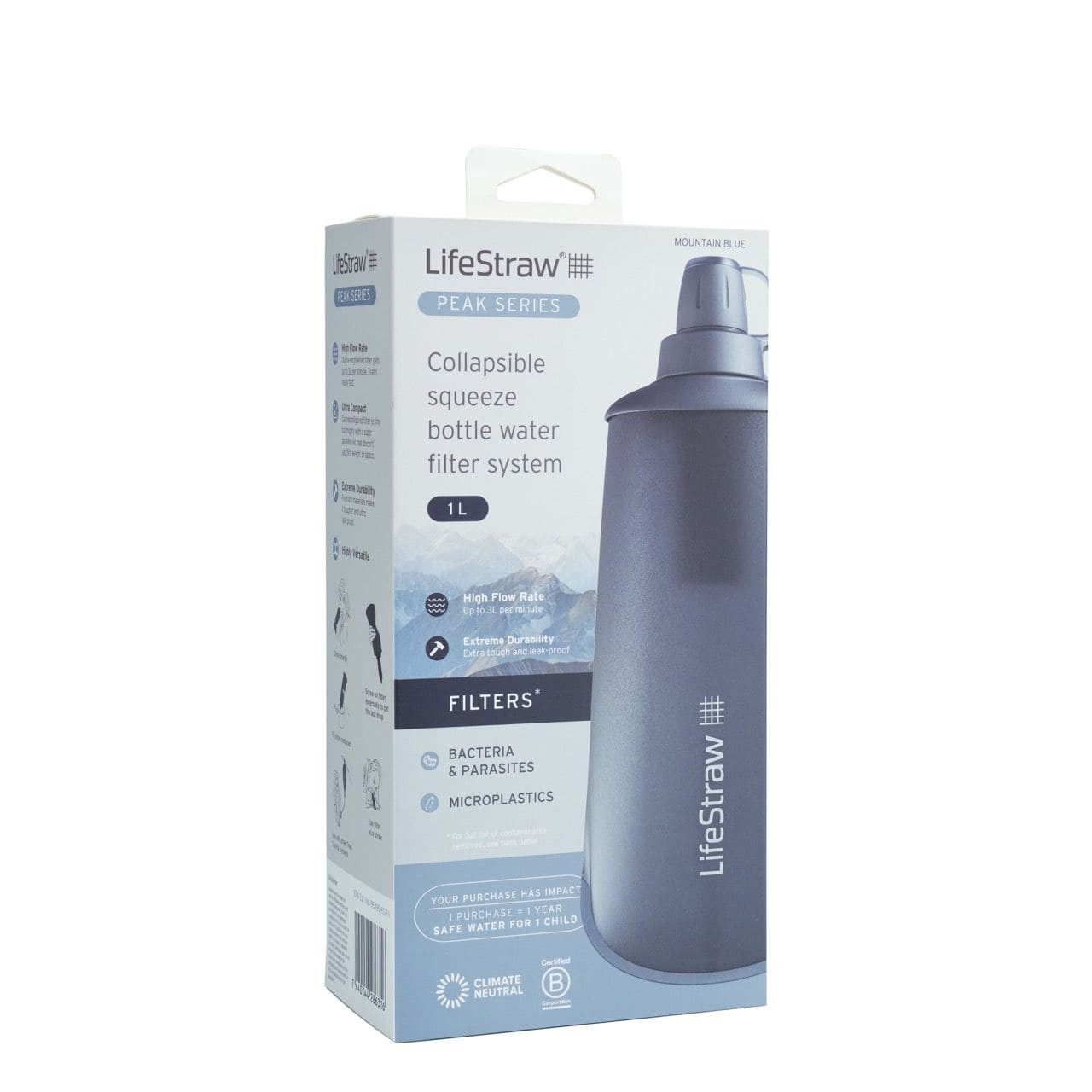 Παγούρι με Φίλτρο Νερού Lifestraw Peak Squeeze 1000ml Μπλε | www.lightgear.gr
