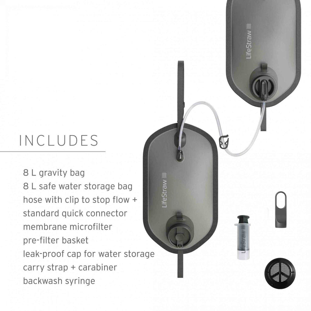 Φίλτρο Νερού Lifestraw Peak Gravity 8lt Γκρι + Ασκός 8lt | www.lightgear.gr