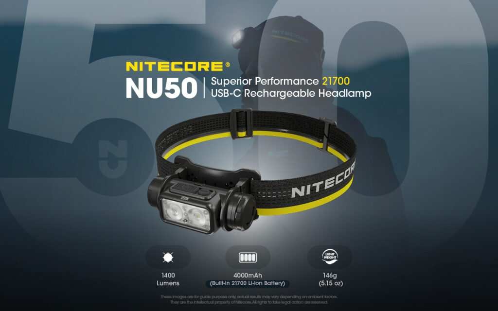 Επαναφορτιζόμενος Φακός Κεφαλής LED Nitecore NU50 | www.lightgear.gr