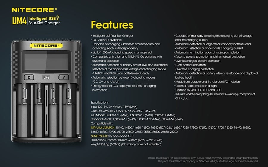 Φορτιστής Nitecore UM4 | www.lightgear.gr