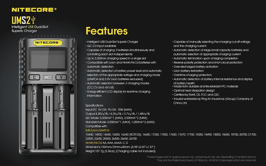Φορτιστής Nitecore UMS2 | www.lightgear.gr
