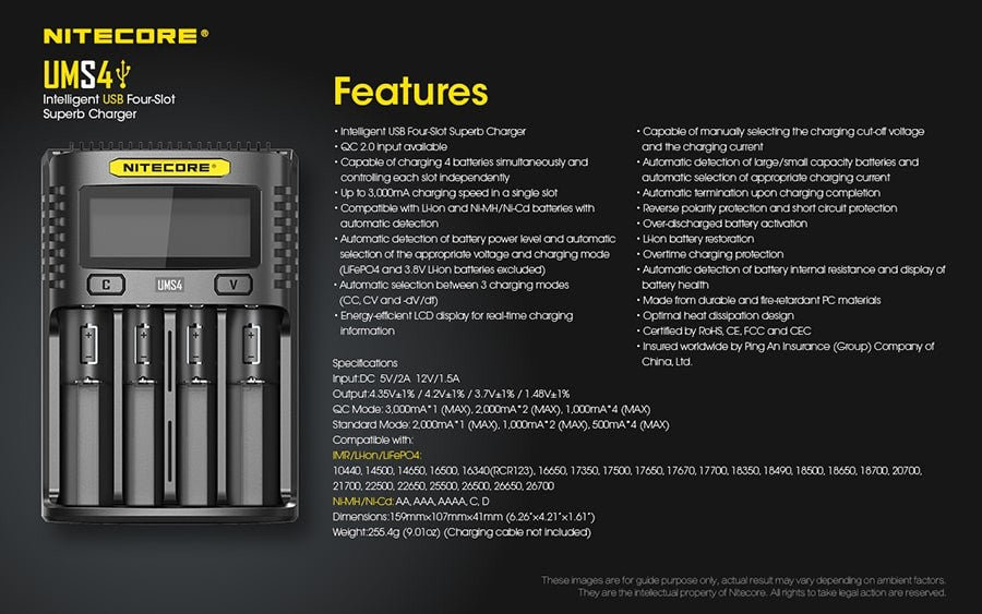 Φορτιστής Nitecore UMS4 | www.lightgear.gr