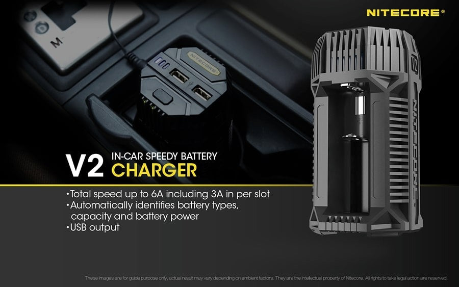 Φορτιστής Nitecore V2 - DC 12V - 42W | www.lightgear.gr
