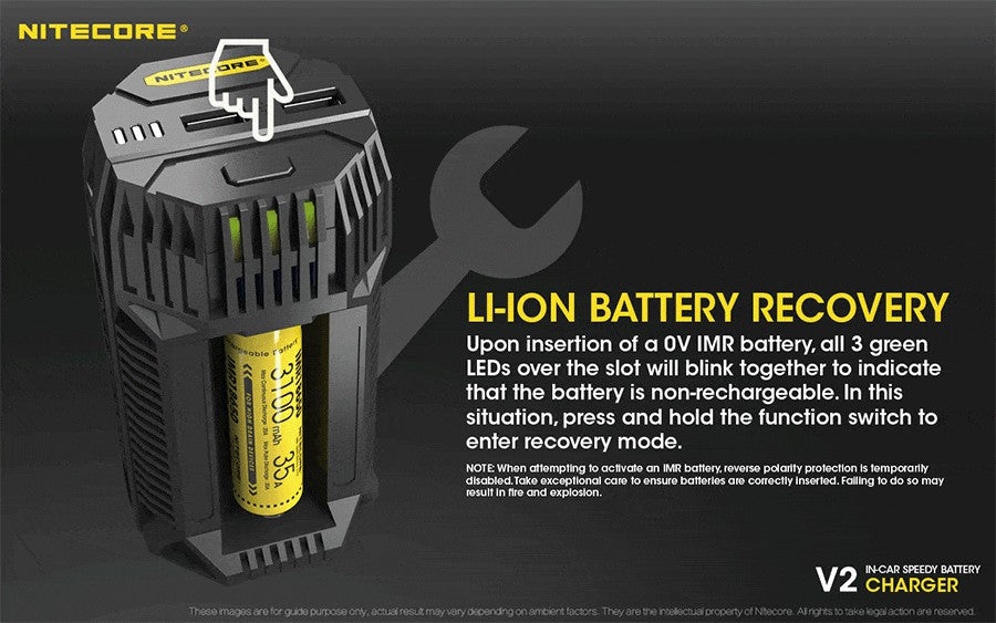 Φορτιστής Nitecore V2 - DC 12V - 42W | www.lightgear.gr