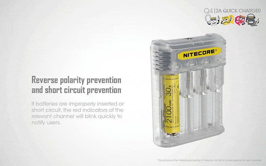 Φορτιστής Nitecore Q4 - Quick charger - 2A/24W Lemonade | www.lightgear.gr