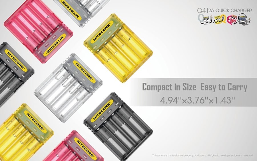 Φορτιστής Nitecore Q4 - Quick charger - 2A/24W Lemonade | www.lightgear.gr