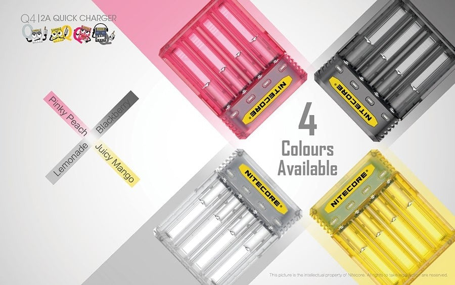 Φορτιστής Nitecore Q4 - Quick charger - 2A/24W Lemonade | www.lightgear.gr