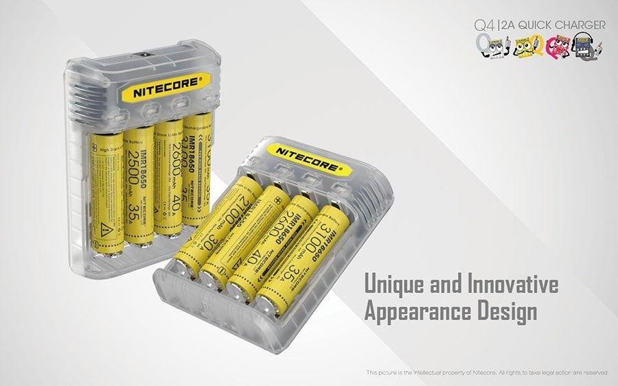 Φορτιστής Nitecore Q4 - Quick charger - 2A/24W Lemonade | www.lightgear.gr