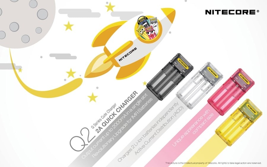 Φορτιστής Nitecore Q2 - Quick charger - 2A/12W Mango | www.lightgear.gr