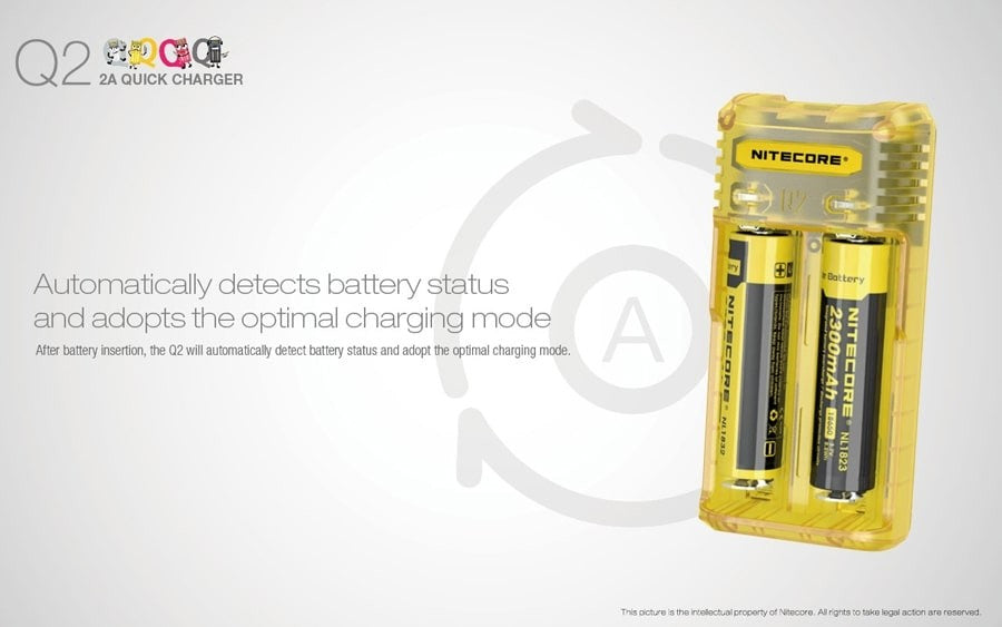 Φορτιστής Nitecore Q2 - Quick charger - 2A/12W Mango | www.lightgear.gr