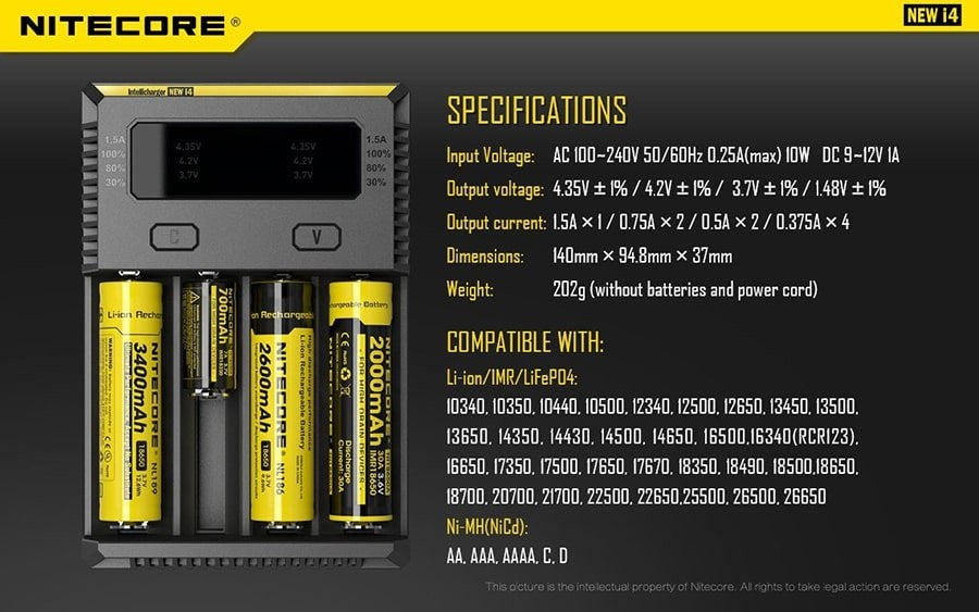 Φορτιστής Nitecore New i4 | www.lightgear.gr