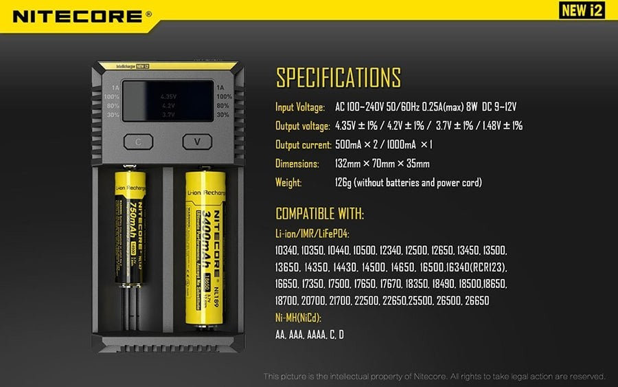 Φορτιστής Nitecore i2EU | www.lightgear.gr
