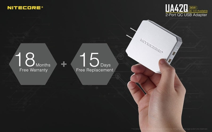 Τροφοδοτικό USB Nitecore UA42Q Quick charge 3.0 | www.lightgear.gr