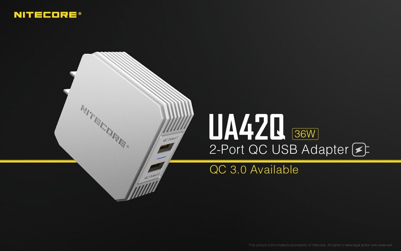 Τροφοδοτικό USB Nitecore UA42Q Quick charge 3.0 | www.lightgear.gr