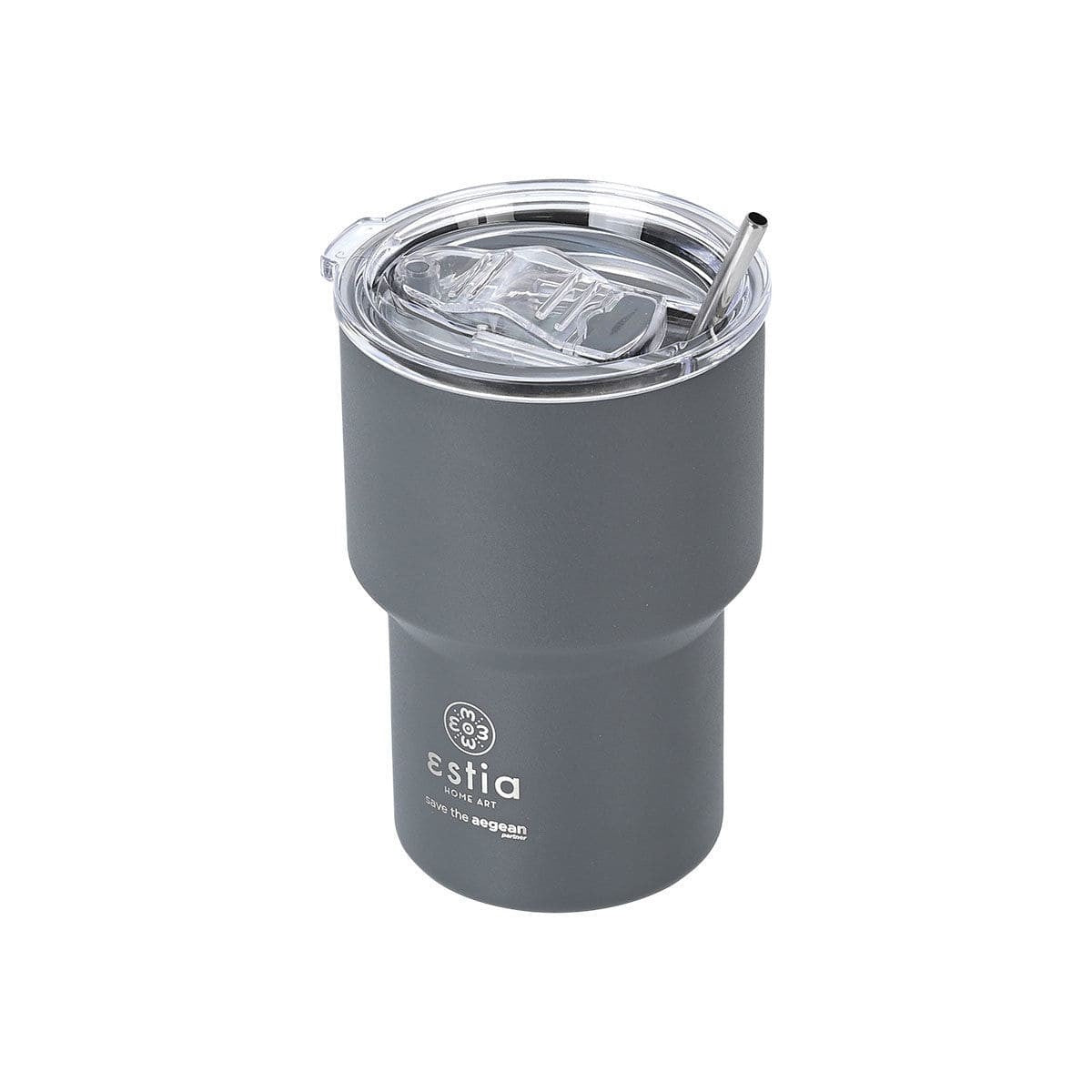 Ανοξείδωτο Ποτήρι Θερμός με Καλαμάκι Estia Save the Aegean Mug Lite 400ml | www.lightgear.gr