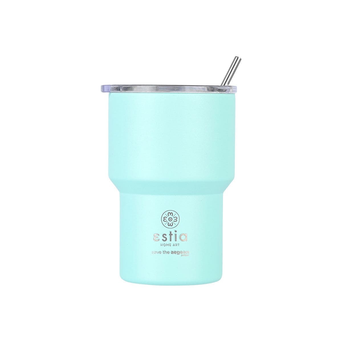 Ανοξείδωτο Ποτήρι Θερμός με Καλαμάκι Estia Save the Aegean Mug Lite 400ml | www.lightgear.gr
