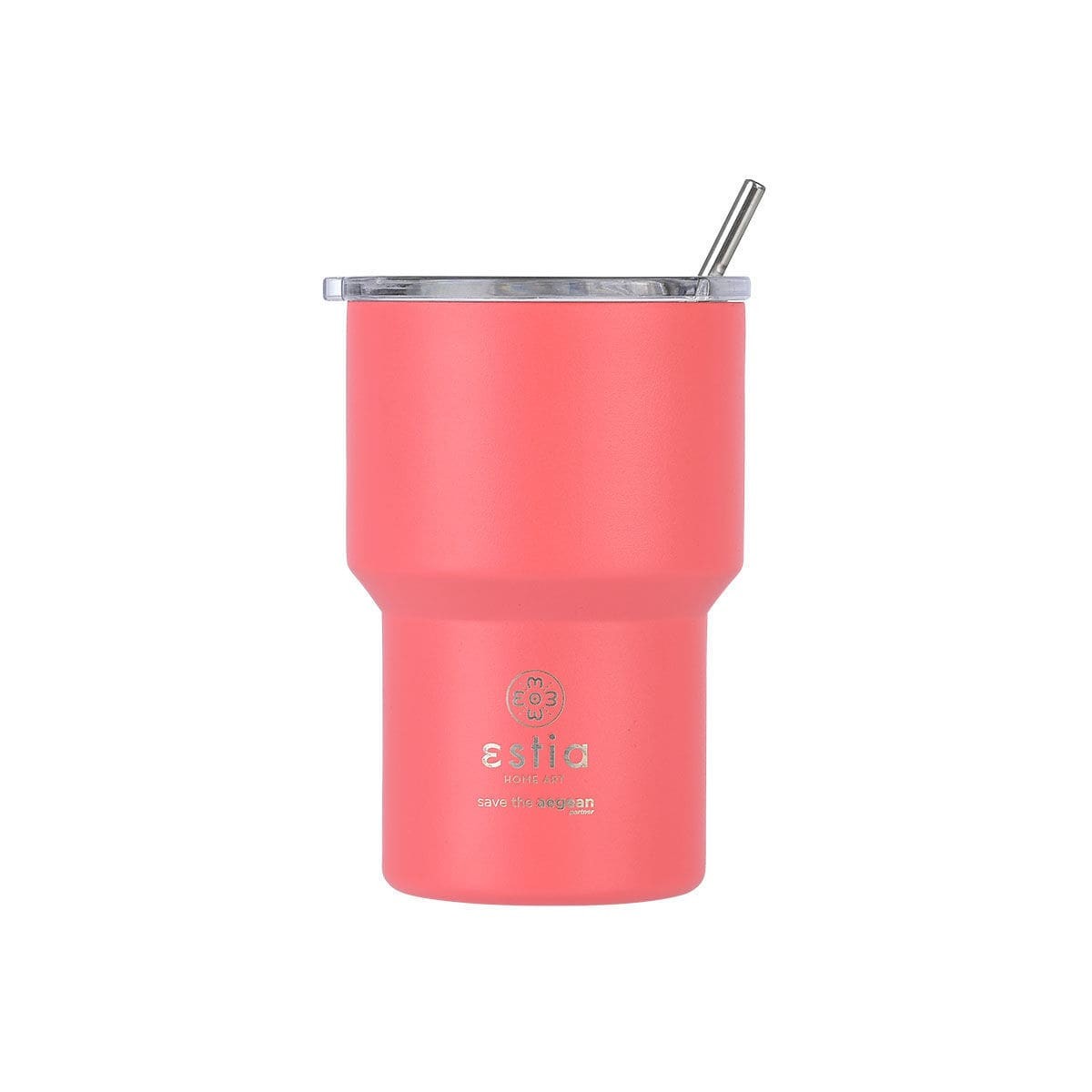 Ανοξείδωτο Ποτήρι Θερμός με Καλαμάκι Estia Save the Aegean Mug Lite 400ml | www.lightgear.gr
