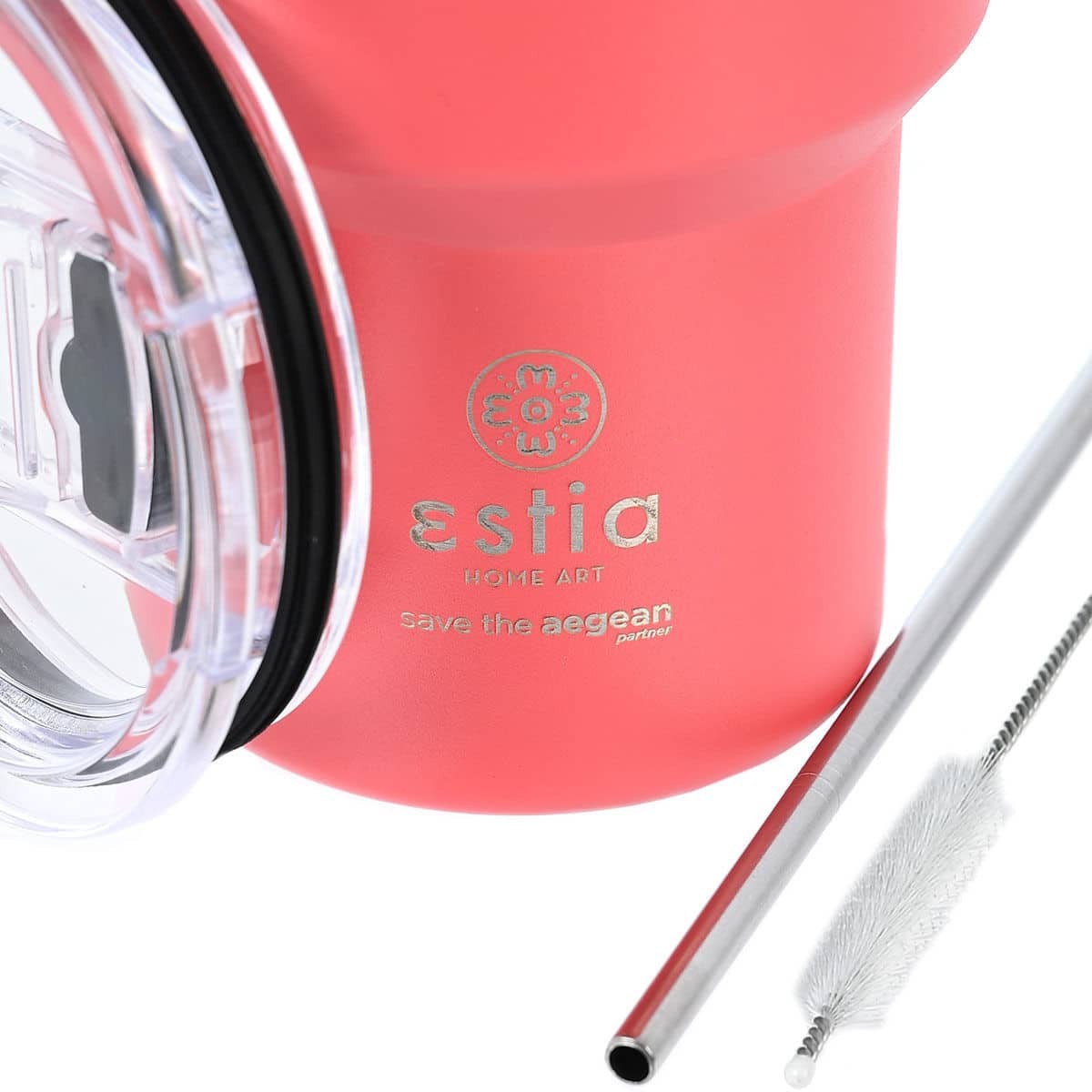 Ανοξείδωτο Ποτήρι Θερμός με Καλαμάκι Estia Save the Aegean Mug Lite 400ml | www.lightgear.gr
