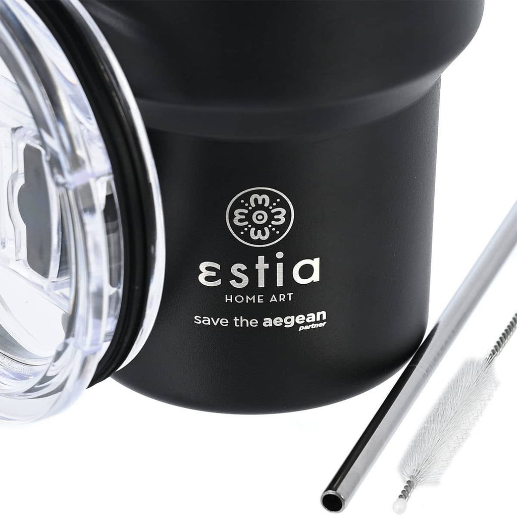 Ανοξείδωτο Ποτήρι Θερμός με Καλαμάκι Estia Save the Aegean Mug Lite 400ml | www.lightgear.gr