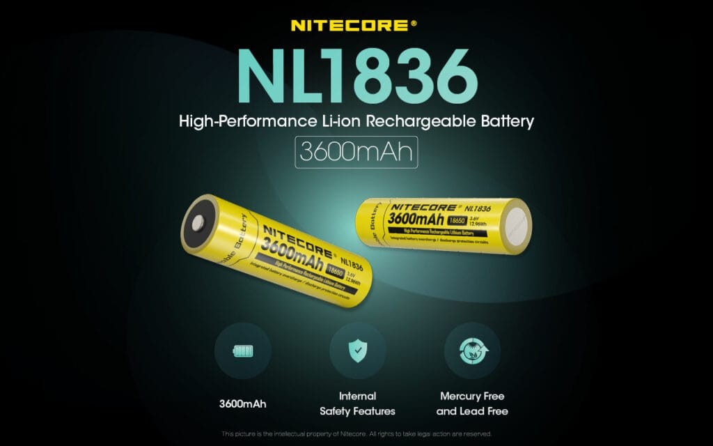 Επαναφορτιζόμενη Μπαταρία Nitecore NL1836 3600mAh 3,6V | www.lightgear.gr