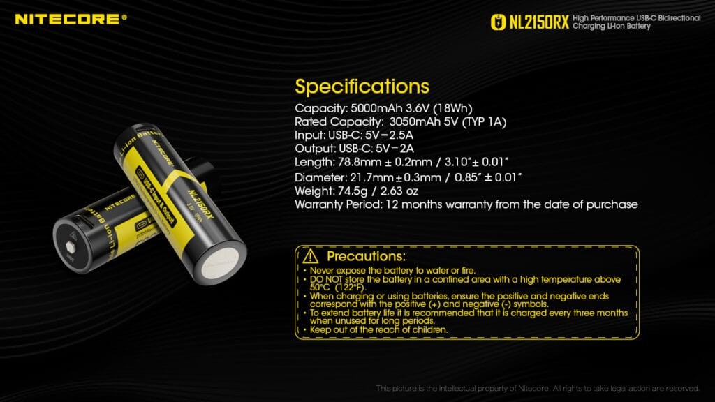 Επαναφορτιζόμενη Μπαταρία Nitecore 21700 NL2150RX 5000mAh 3,6V | www.lightgear.gr