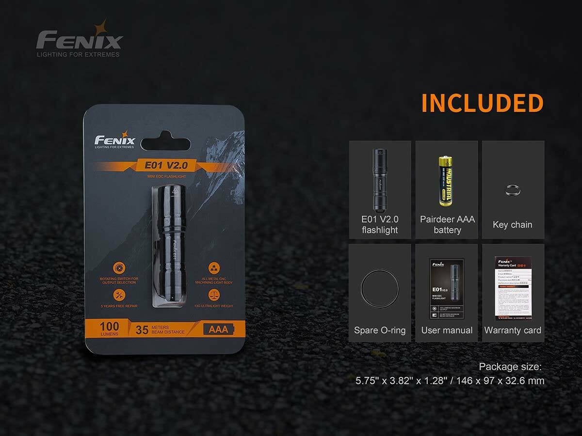 Φακός Μπρελόκ Led Fenix E01 V2.0 | www.lightgear.gr