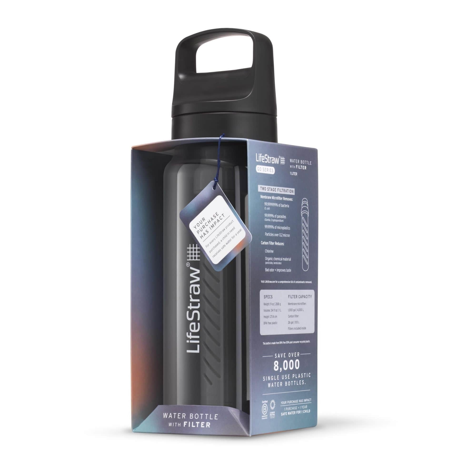 Παγούρι με Φίλτρο Νερού LifeStraw Go 1000ml Nordic Noir | www.lightgear.gr