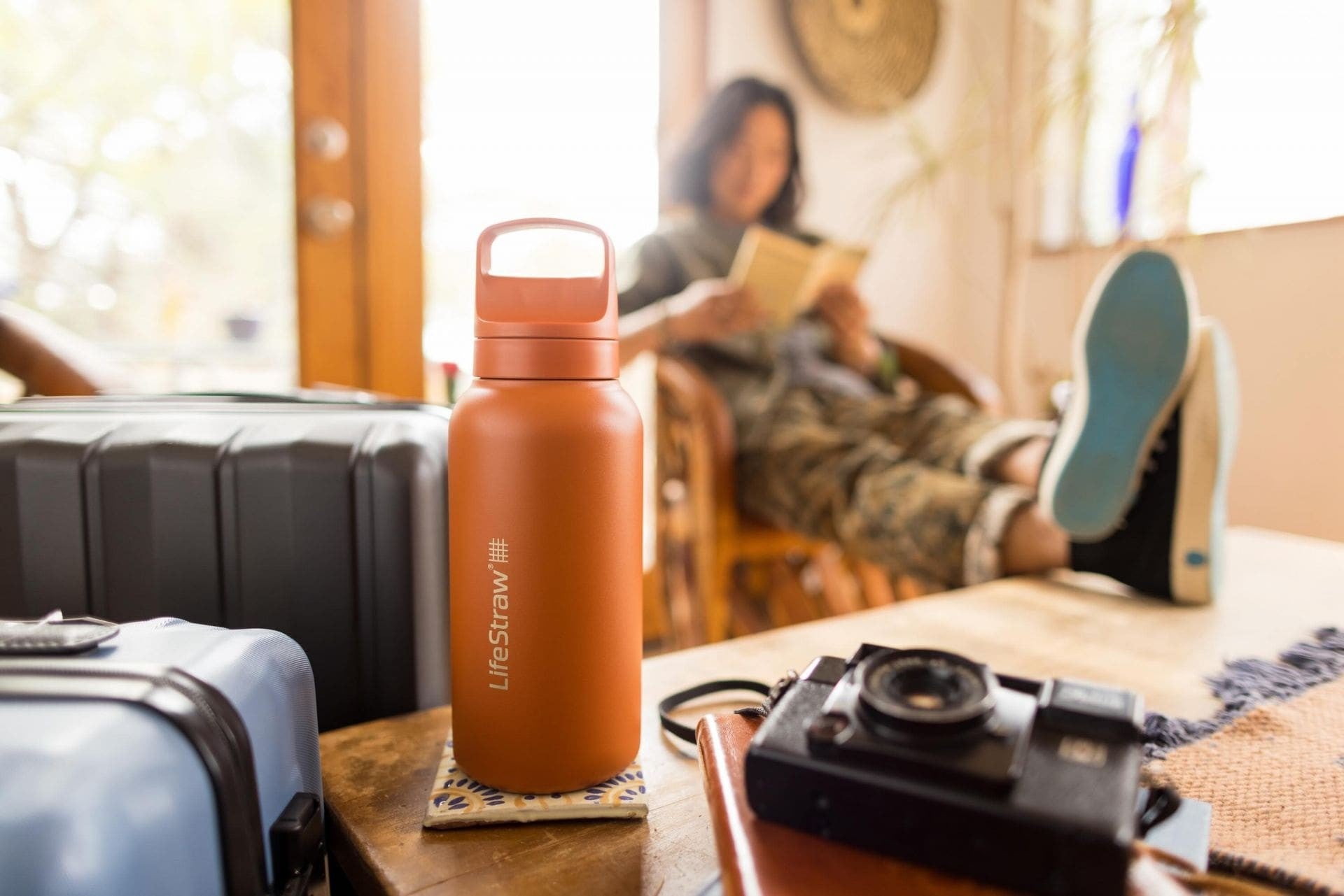Ανοξείδωτο Παγούρι με Φίλτρο Νερού LifeStraw Go Steel 1000ml Κyoto Οrange | www.lightgear.gr