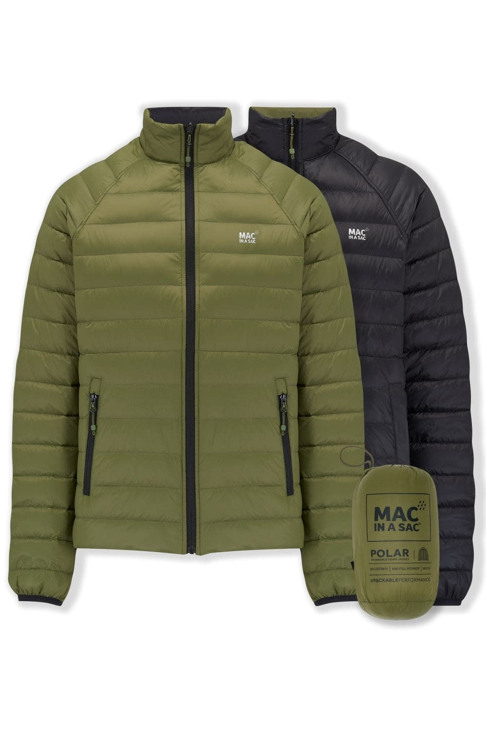 Ανδρικό Πουπουλένιο Μπουφάν Mac In A Sac Polar Reversible Χακί/Μαύρο | www.lightgear.gr