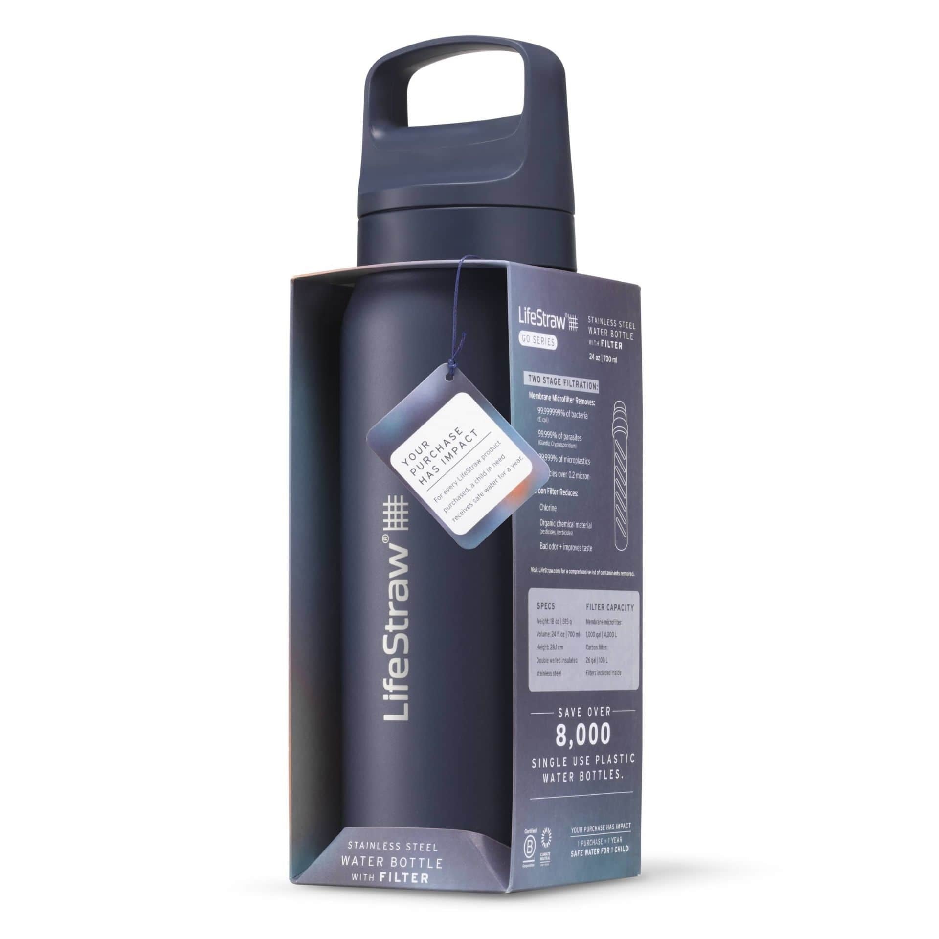 Ανοξείδωτο Παγούρι με Φίλτρο Νερού LifeStraw Go Steel 700ml Aegean Sea | www.lightgear.gr