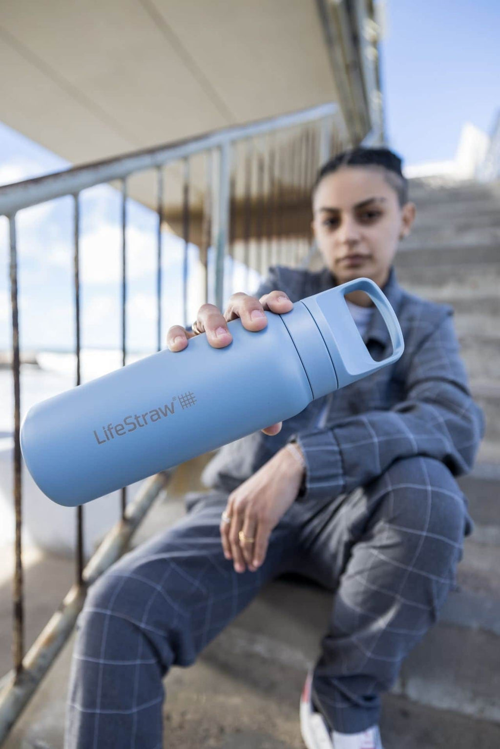 Ανοξείδωτο Παγούρι με Φίλτρο Νερού LifeStraw Go Steel 700ml Ιcelandic Βlue | www.lightgear.gr