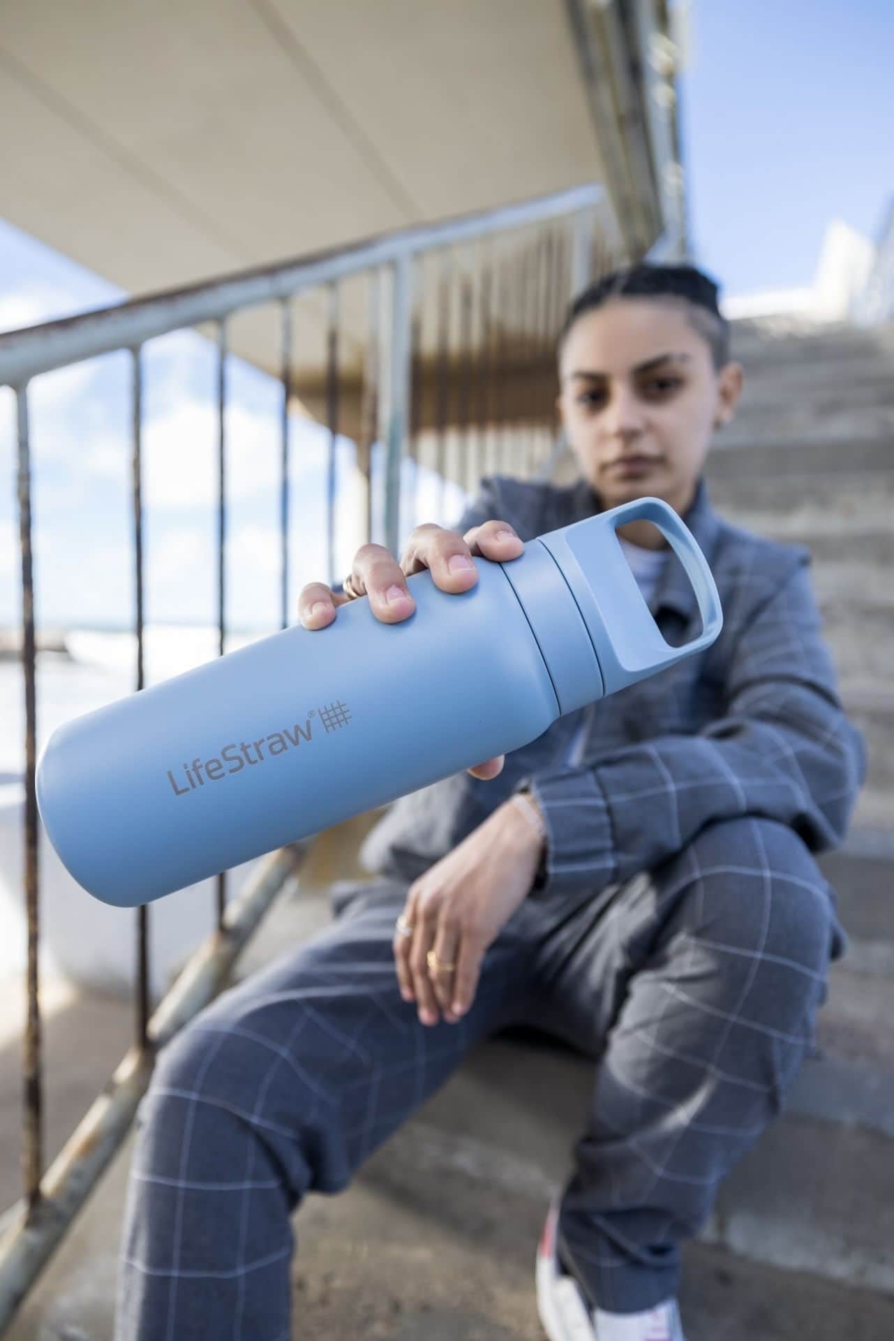 Ανοξείδωτο Παγούρι με Φίλτρο Νερού LifeStraw Go Steel 700ml Ιcelandic Βlue | www.lightgear.gr
