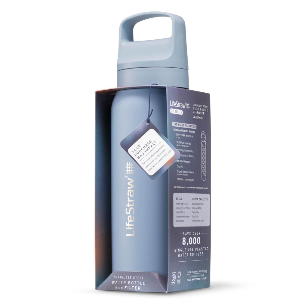 Ανοξείδωτο Παγούρι με Φίλτρο Νερού LifeStraw Go Steel 700ml Ιcelandic Βlue | www.lightgear.gr