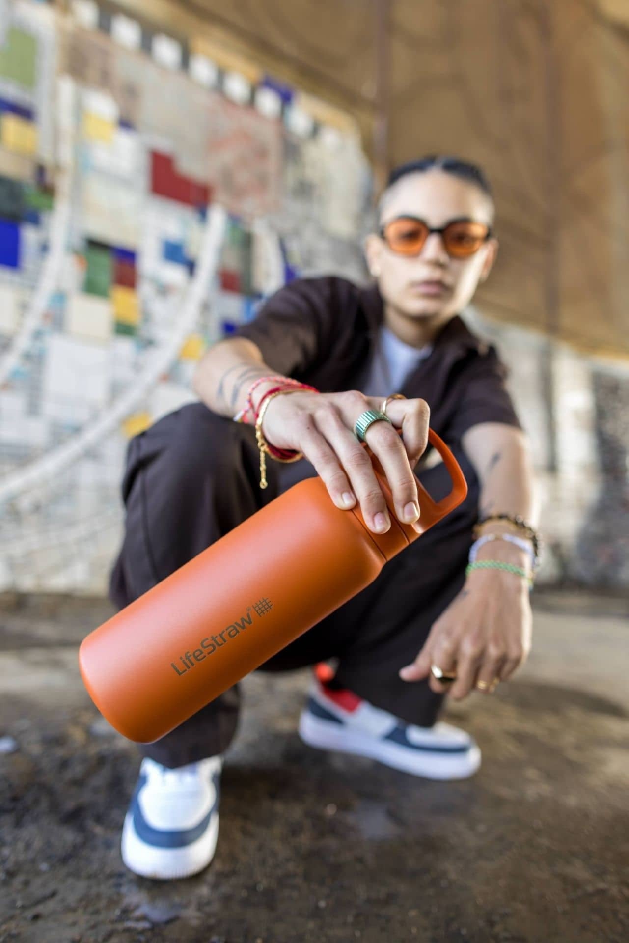 Ανοξείδωτο Παγούρι με Φίλτρο Νερού LifeStraw Go Steel 700ml Κyoto Οrange | www.lightgear.gr