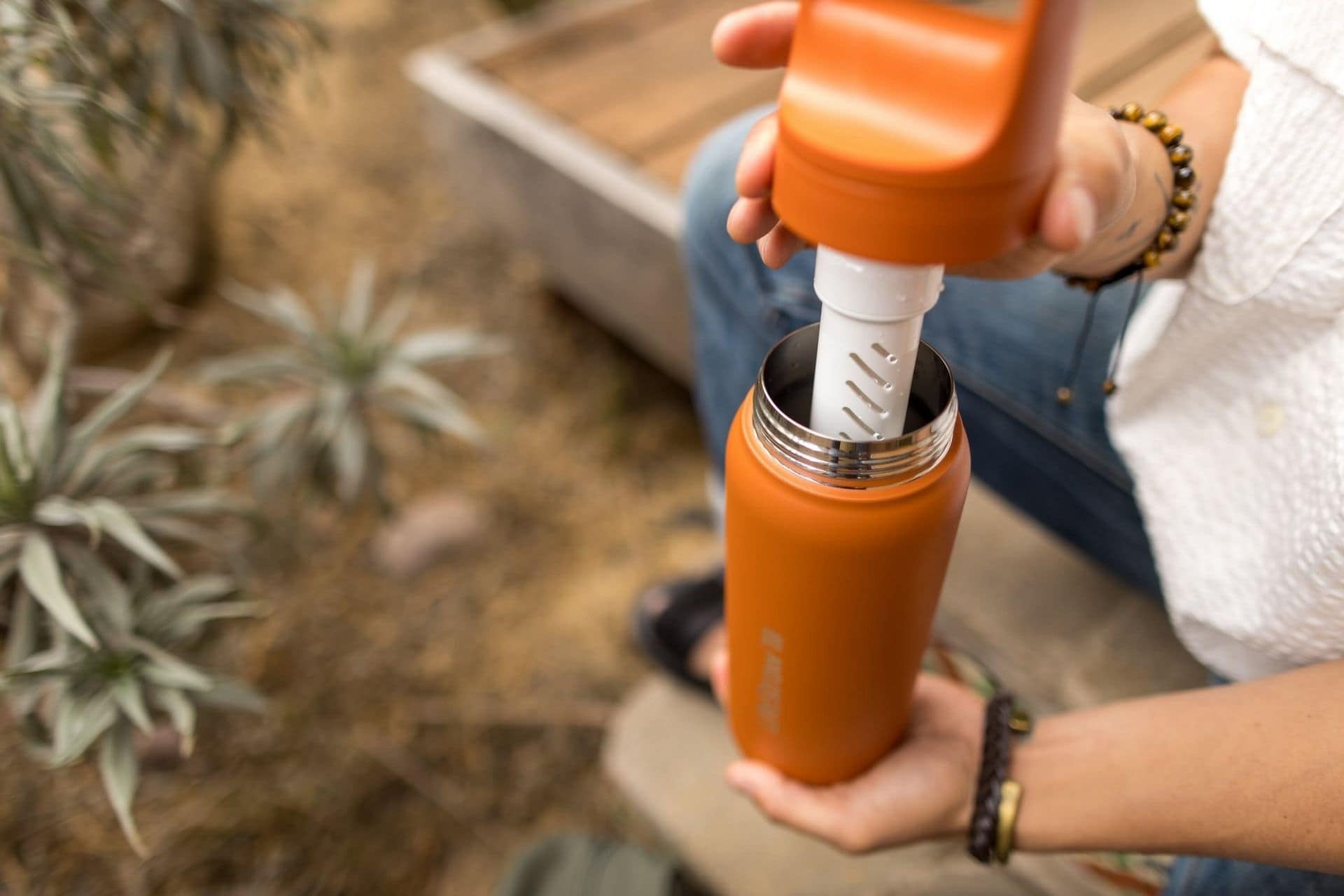 Ανοξείδωτο Παγούρι με Φίλτρο Νερού LifeStraw Go Steel 700ml Κyoto Οrange | www.lightgear.gr