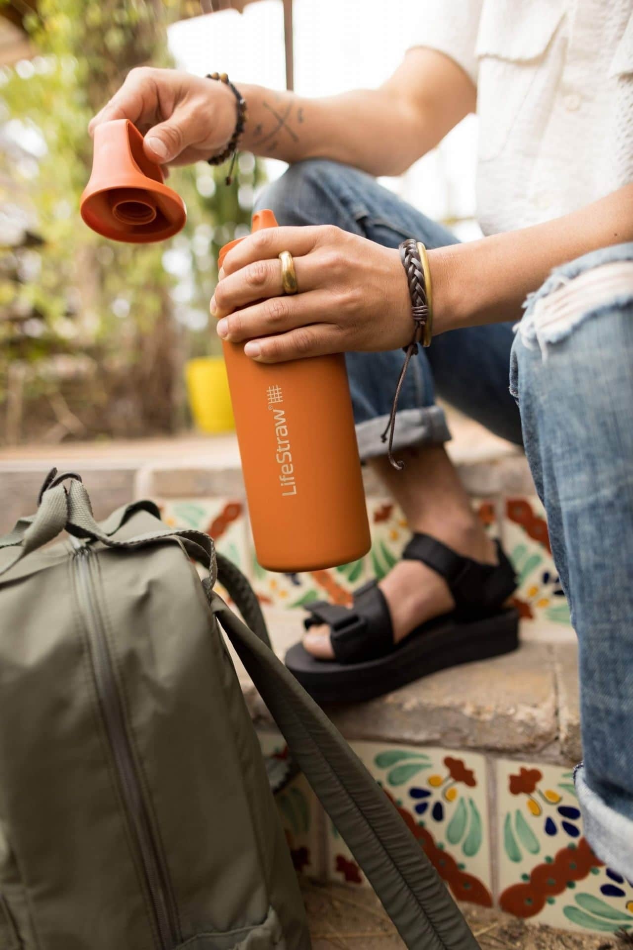 Ανοξείδωτο Παγούρι με Φίλτρο Νερού LifeStraw Go Steel 700ml Κyoto Οrange | www.lightgear.gr
