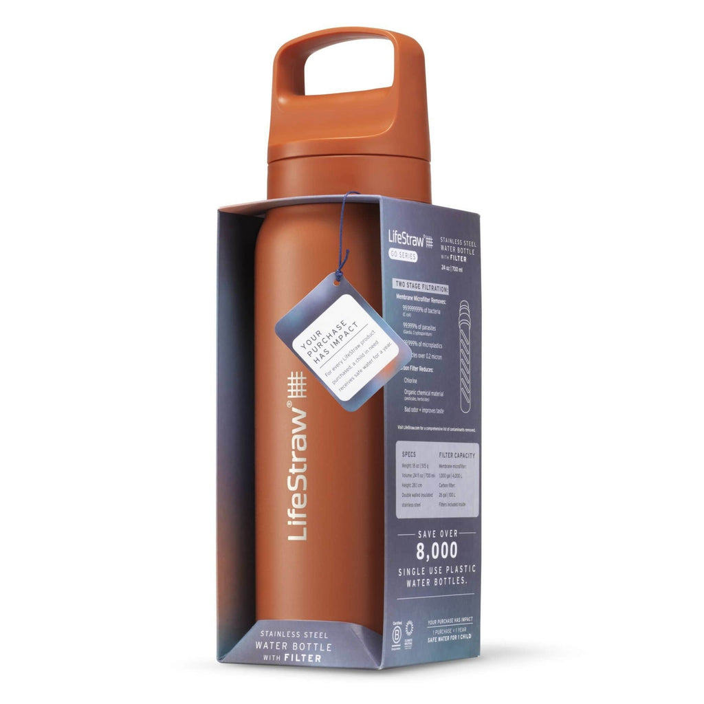 Ανοξείδωτο Παγούρι με Φίλτρο Νερού LifeStraw Go Steel 700ml Κyoto Οrange | www.lightgear.gr