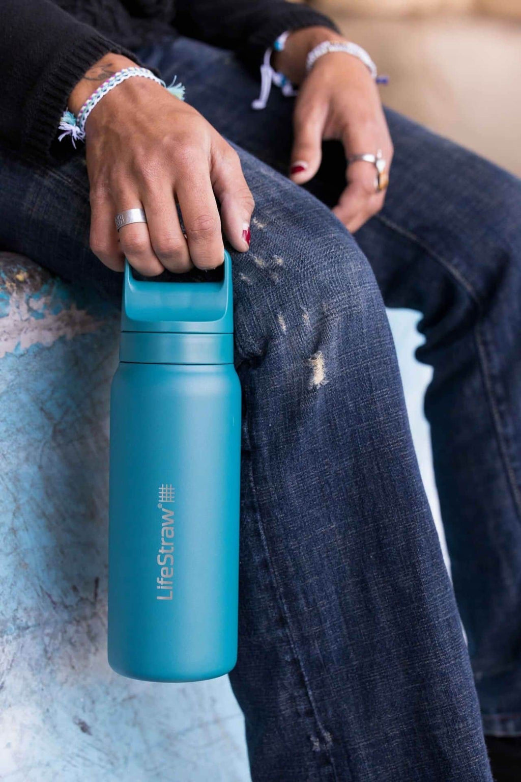 Ανοξείδωτο Παγούρι με Φίλτρο Νερού LifeStraw Go Steel 700ml Laguna Teal | www.lightgear.gr