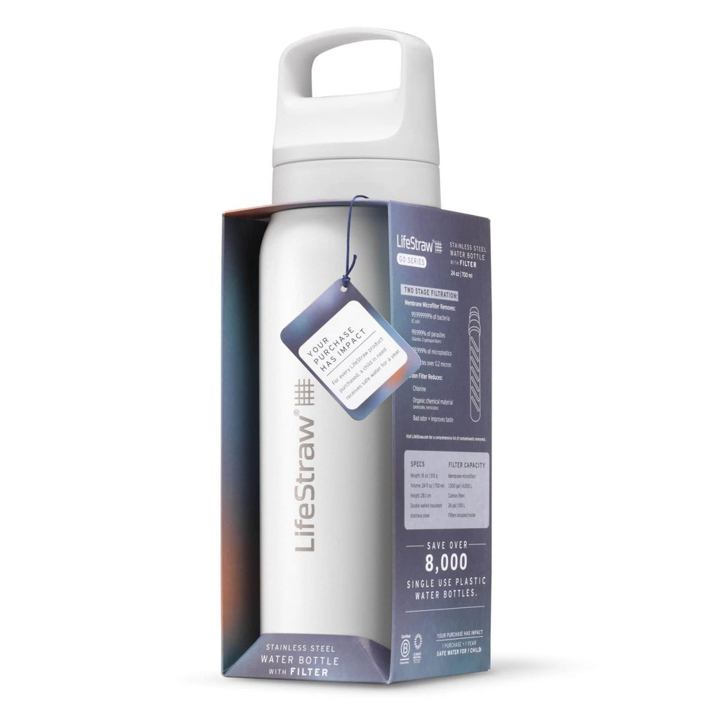 Ανοξείδωτο Παγούρι με Φίλτρο Νερού LifeStraw Go Steel 700ml Polar White | www.lightgear.gr