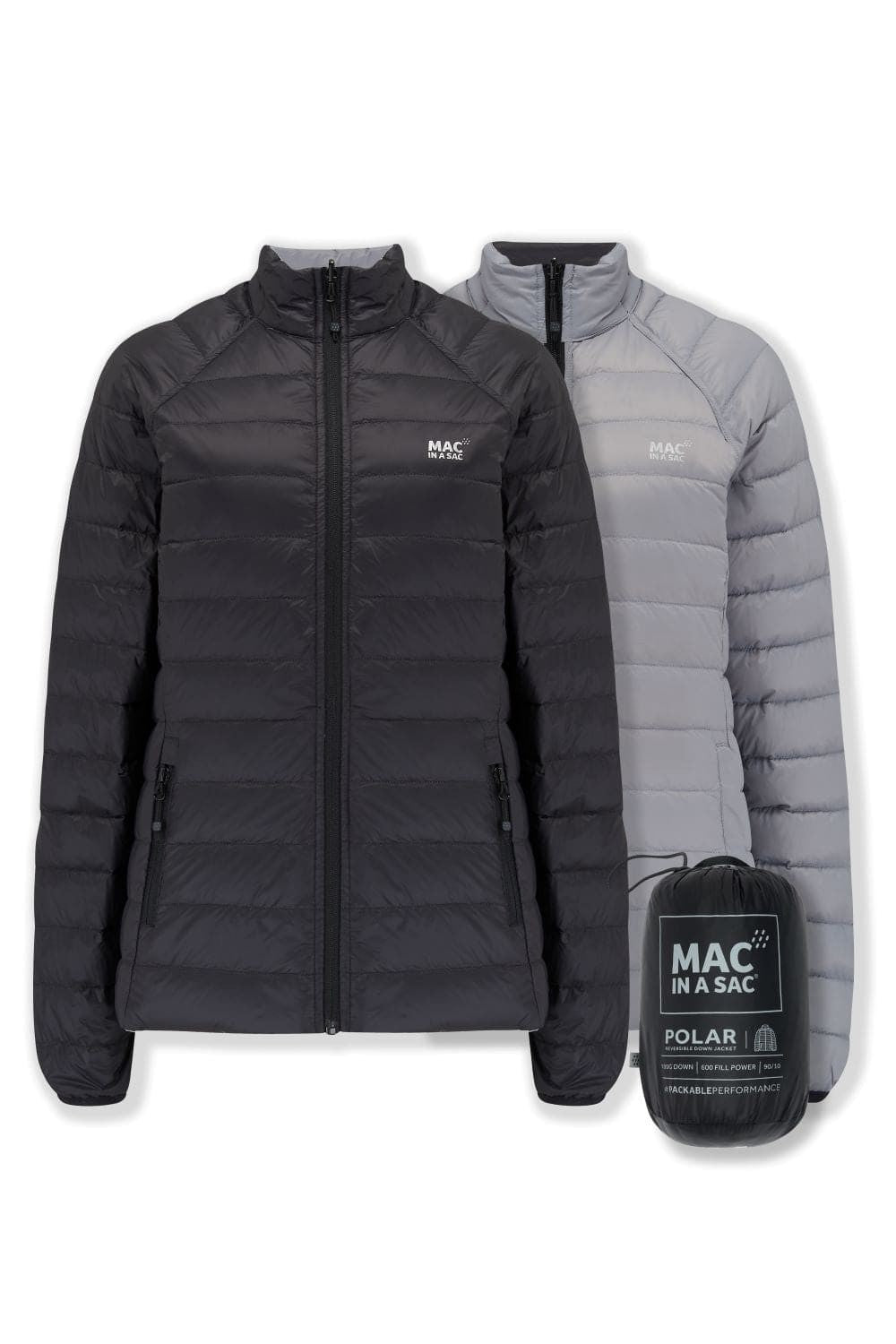 Γυναικείο Πουπουλένιο Μπουφάν Mac In A Sac Reversible Μαύρο/Γκρι | www.lightgear.gr