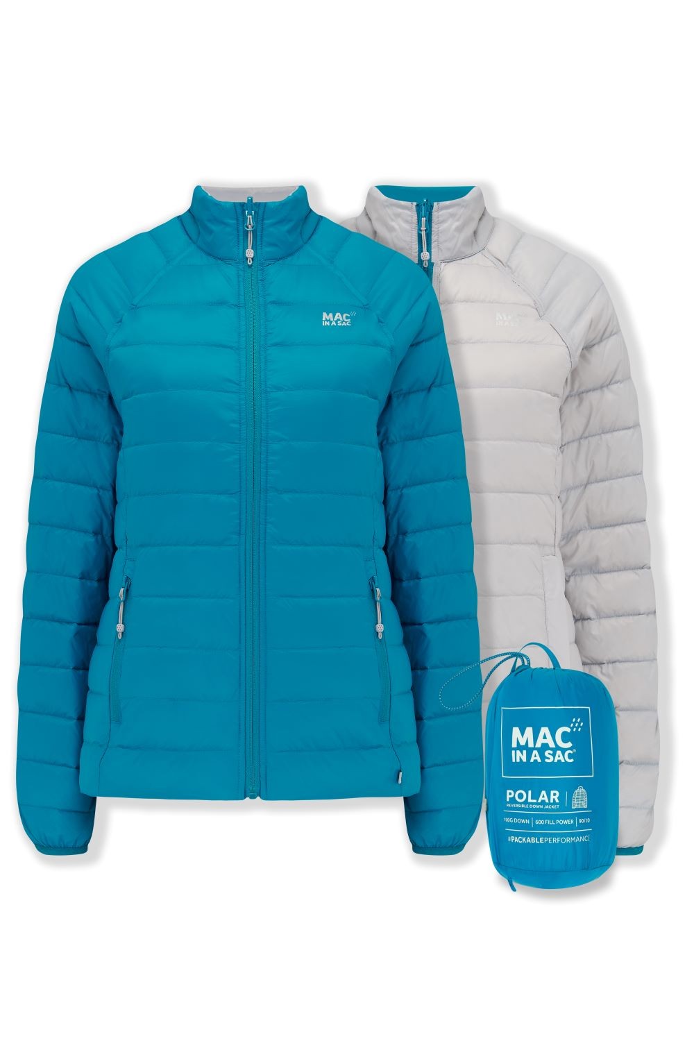 Γυναικείο Πουπουλένιο Μπουφάν Mac In A Sac Reversible Γκρι/Πετρόλ | www.lightgear.gr