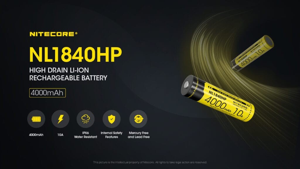 Επαναφορτιζόμενη Μπαταρία Nitecore NL1840HP 4000mAh 3,6V 10Α | www.lightgear.gr