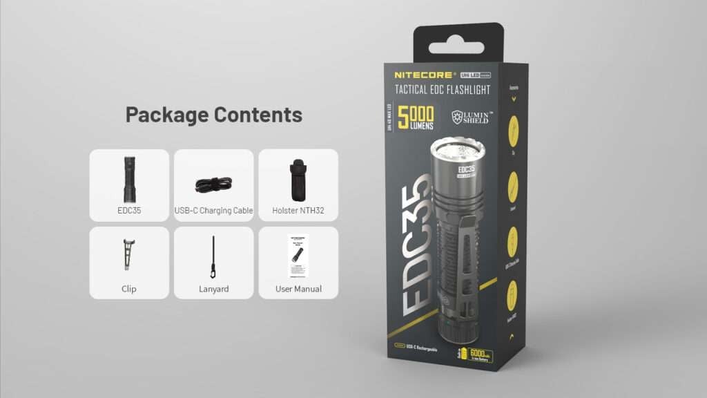 Επαναφορτιζόμενος Φακός Nitecore UHi LED EDC35 | www.lightgear.gr