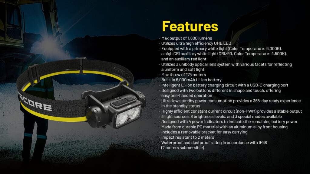 Επαναφορτιζόμενος Φακός Κεφαλής LED Nitecore NU53 | www.lightgear.gr