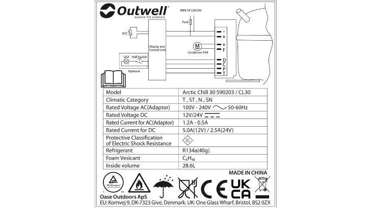 Ηλεκτρικό Ψυγείο Compressor Outwell Arctic Chill 30lt - 2024 | www.lightgear.gr