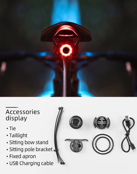 Φως Ποδηλάτου Πίσω Rockbros Q3 Intelligent Stop System | www.lightgear.gr