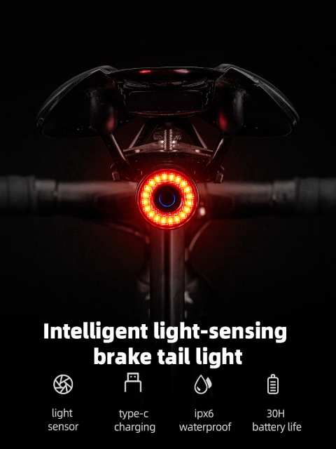 Φως Ποδηλάτου Πίσω Rockbros Q3 Intelligent Stop System | www.lightgear.gr