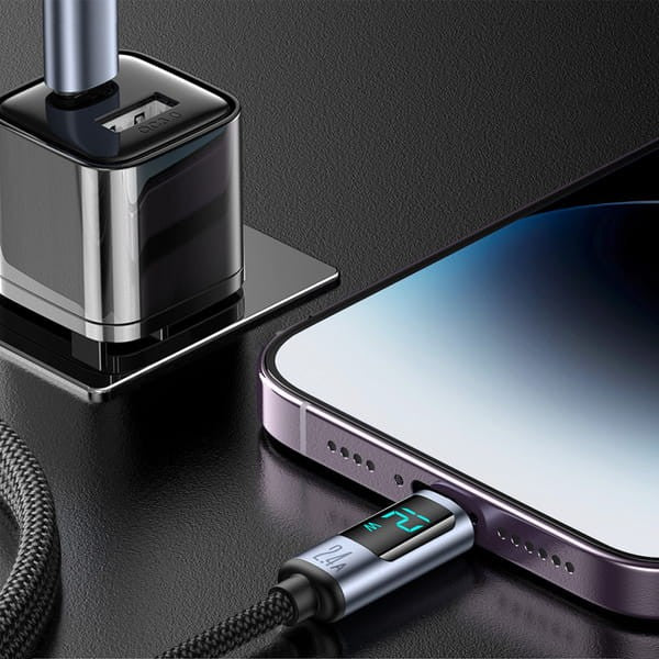 Καλώδιο Joyroom Prism Series A16 Lightning - USB-A  2.4A 1.2m με οθόνη LED | www.lightgear.gr